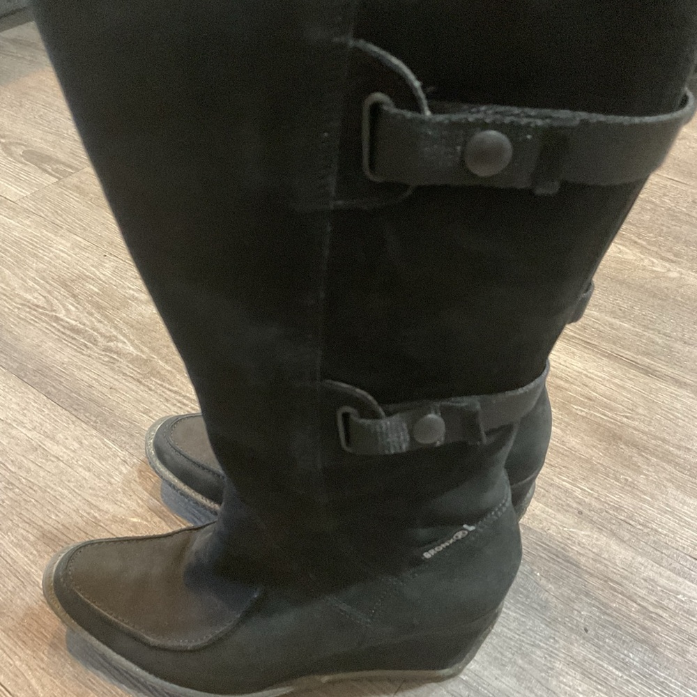 Bronx Black Wedge Ankle Boots with Suede Finish